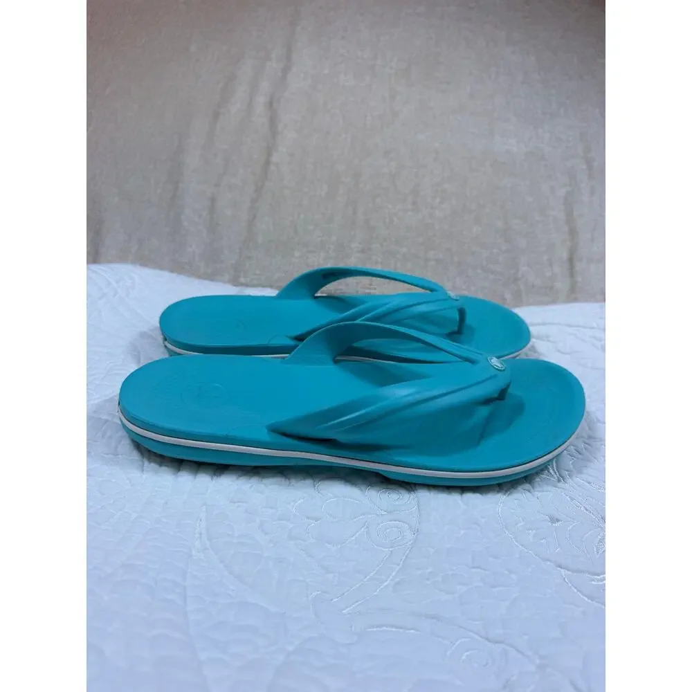 Crocs Womens 10 Blue Flip Flop Slip On Sandals Casual Comfort Beach Shoes Summer